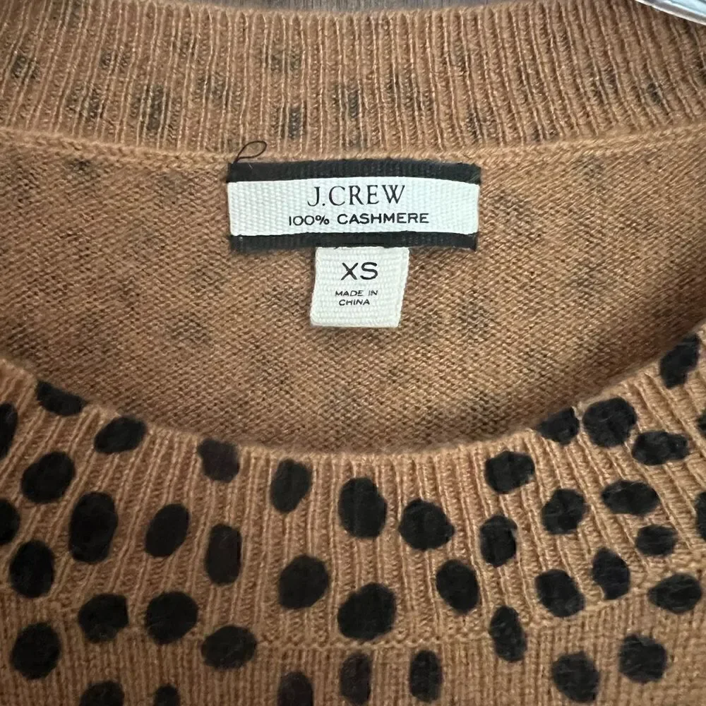 J. Crew 100% Cashmere Sweater - Cheeta Print - XS- MINT Condition
